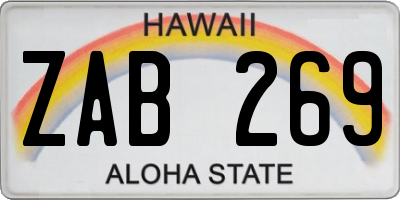 HI license plate ZAB269