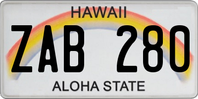 HI license plate ZAB280