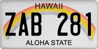 HI license plate ZAB281