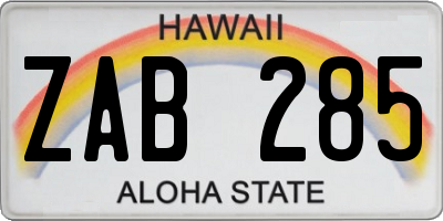 HI license plate ZAB285