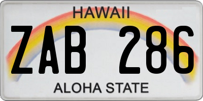 HI license plate ZAB286