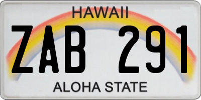 HI license plate ZAB291