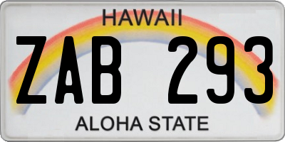 HI license plate ZAB293