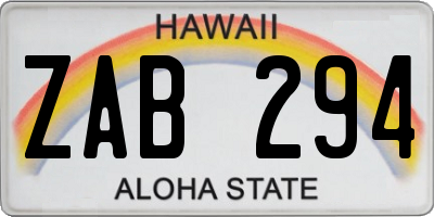 HI license plate ZAB294