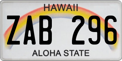 HI license plate ZAB296
