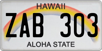 HI license plate ZAB303