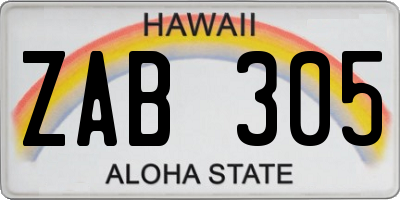HI license plate ZAB305