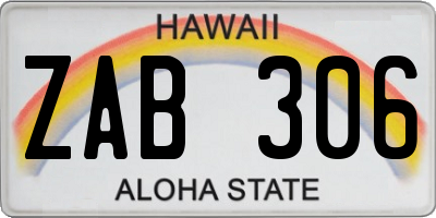 HI license plate ZAB306