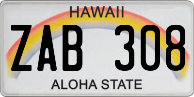 HI license plate ZAB308