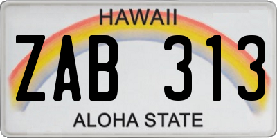 HI license plate ZAB313