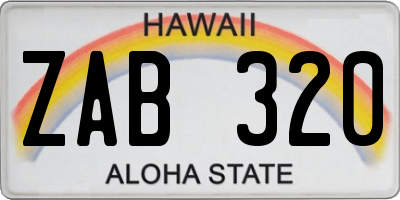 HI license plate ZAB320