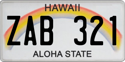HI license plate ZAB321