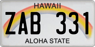 HI license plate ZAB331