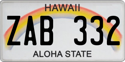HI license plate ZAB332