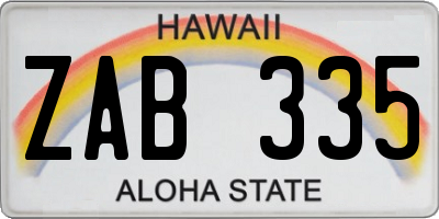 HI license plate ZAB335