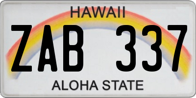 HI license plate ZAB337