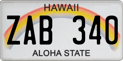 HI license plate ZAB340