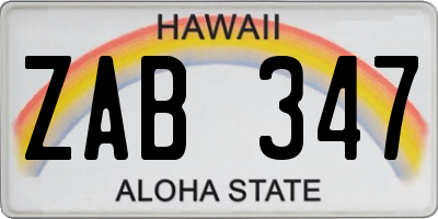 HI license plate ZAB347