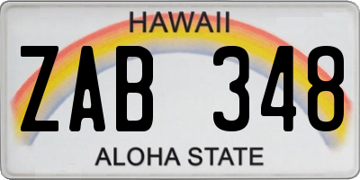 HI license plate ZAB348