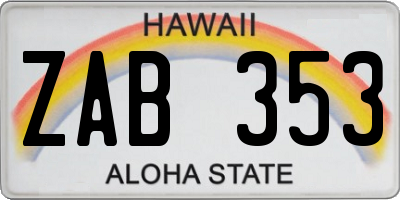 HI license plate ZAB353