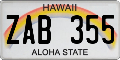 HI license plate ZAB355