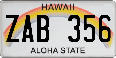 HI license plate ZAB356