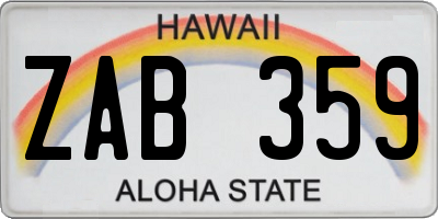 HI license plate ZAB359