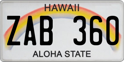 HI license plate ZAB360