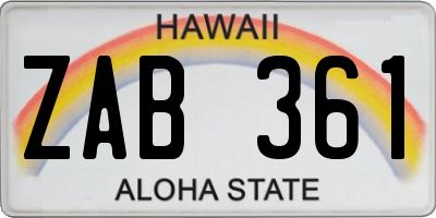 HI license plate ZAB361