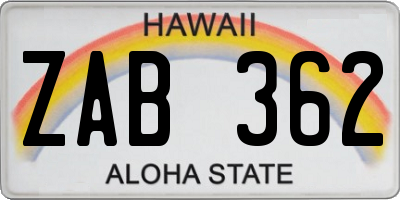HI license plate ZAB362
