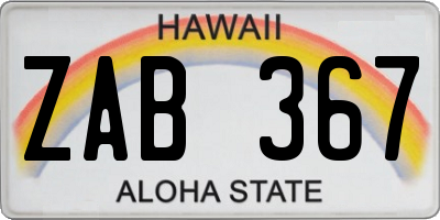 HI license plate ZAB367