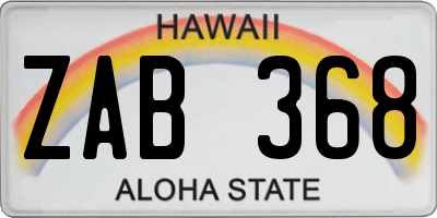 HI license plate ZAB368