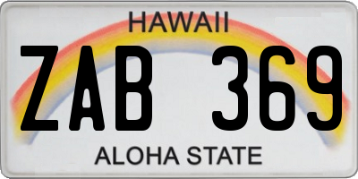 HI license plate ZAB369