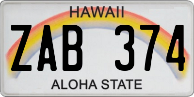 HI license plate ZAB374