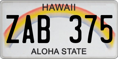 HI license plate ZAB375