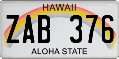 HI license plate ZAB376