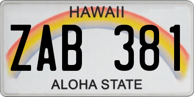HI license plate ZAB381