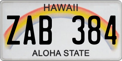 HI license plate ZAB384