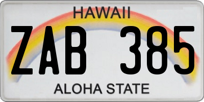 HI license plate ZAB385