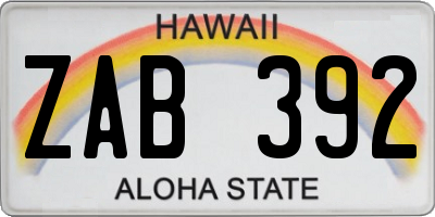 HI license plate ZAB392