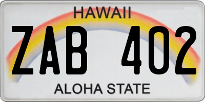 HI license plate ZAB402