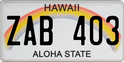 HI license plate ZAB403