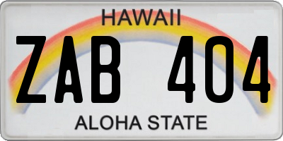 HI license plate ZAB404
