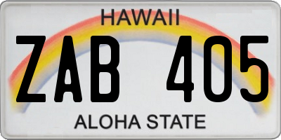 HI license plate ZAB405
