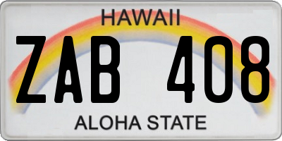 HI license plate ZAB408