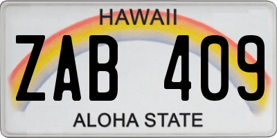 HI license plate ZAB409