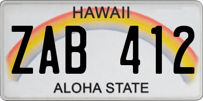 HI license plate ZAB412