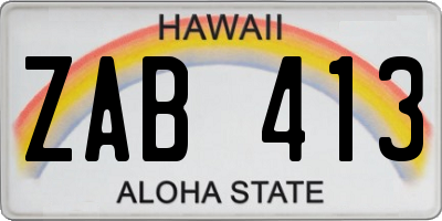 HI license plate ZAB413