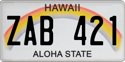 HI license plate ZAB421