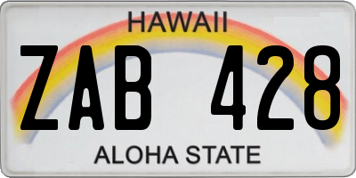 HI license plate ZAB428